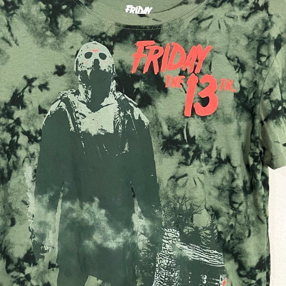 Friday The‎ 13th Jason Voorhees Green Tie Dye Shirt NWOT Size Small - Picture 2 of 6